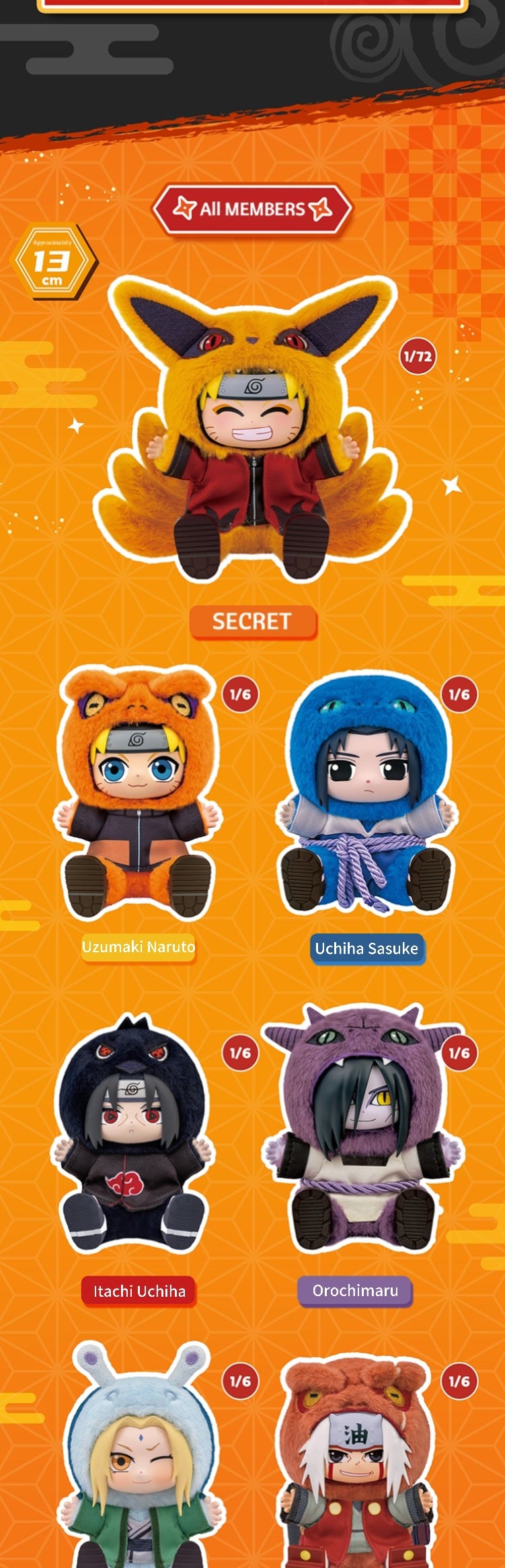 TOP TOY NARUTO Shippuden Cute Beast Sitting Party plush blind box