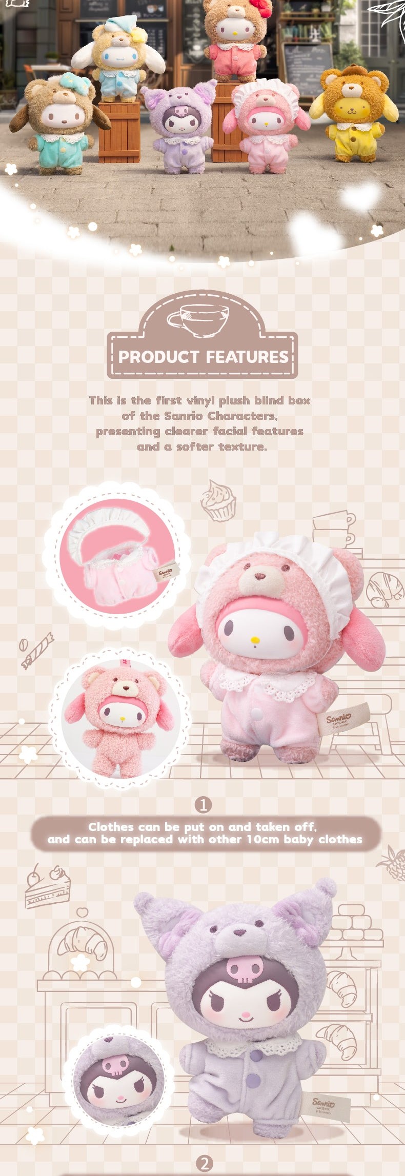 TOP TOY Sanrio Characters Latte Baby vinyl plush blind box