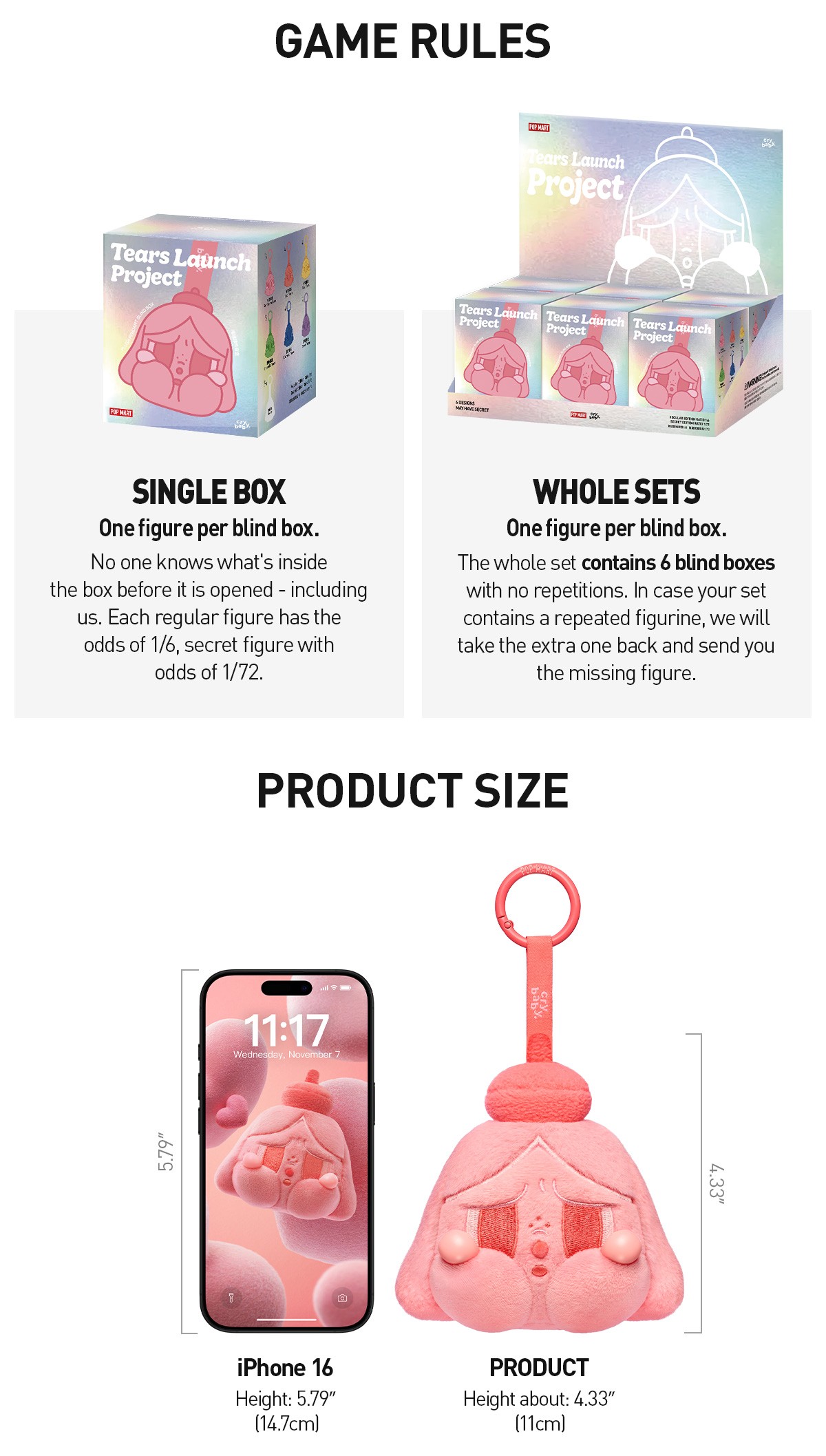 CRYBABY — Tears Launch Project Plush Pendant Blind Box | POP MART — official detail