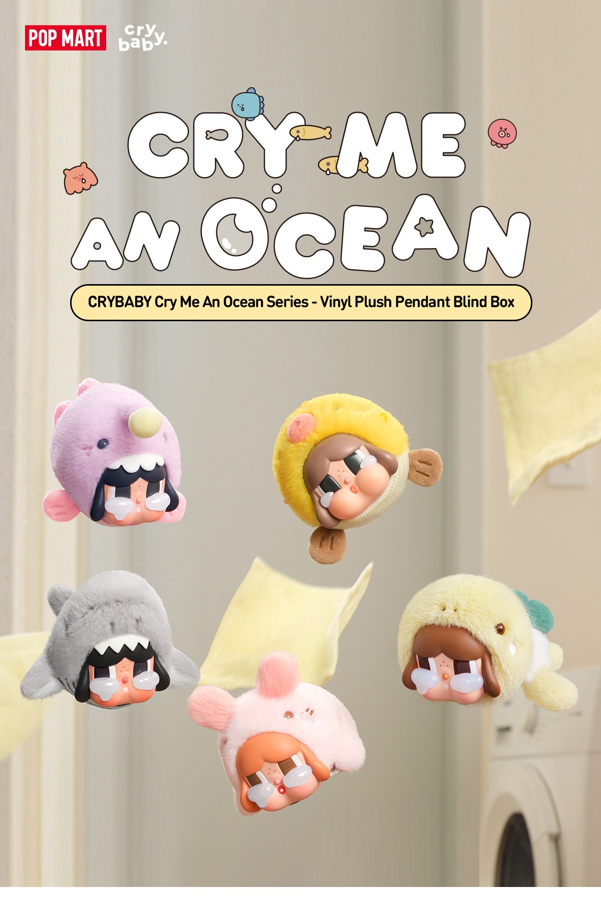 CRYBABY — Cry Me an Ocean Vinyl Plush Pendant Blind Box | POP MART — official detail