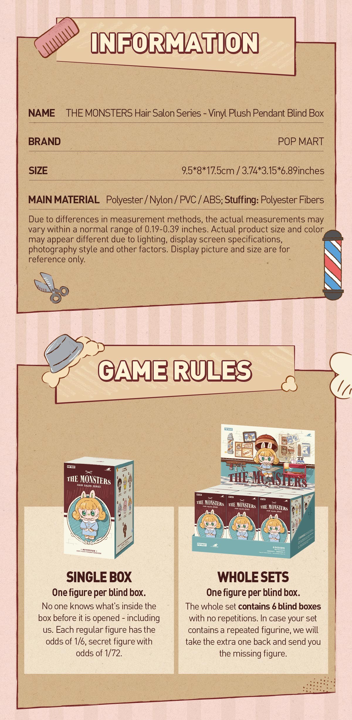 THE MONSTERS — Hair Salon Vinyl Plush Pendant Blind Box | POP MART — official detail