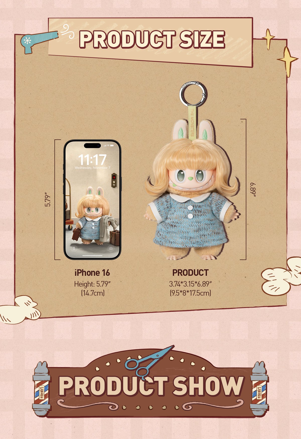 THE MONSTERS — Hair Salon Vinyl Plush Pendant Blind Box | POP MART — official detail