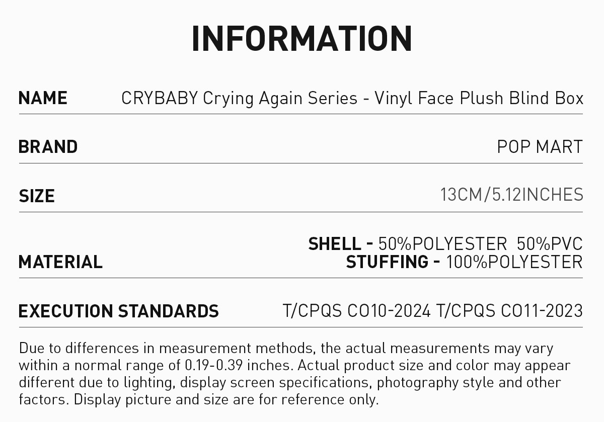CRYBABY — Crying Again Vinyl Face Blind Box | POP MART — official detail