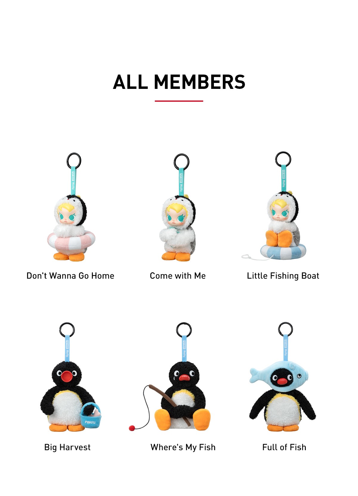MOLLY × Pingu — Happy Fishing Plush Pendant Blind Box | POP MART — official detail