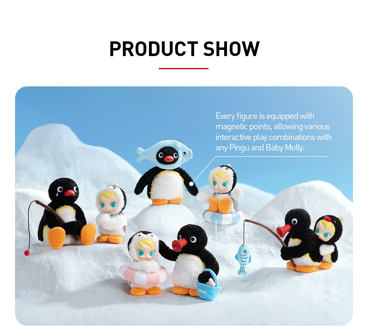 MOLLY × Pingu — Happy Fishing Plush Pendant Blind Box | POP MART — official detail