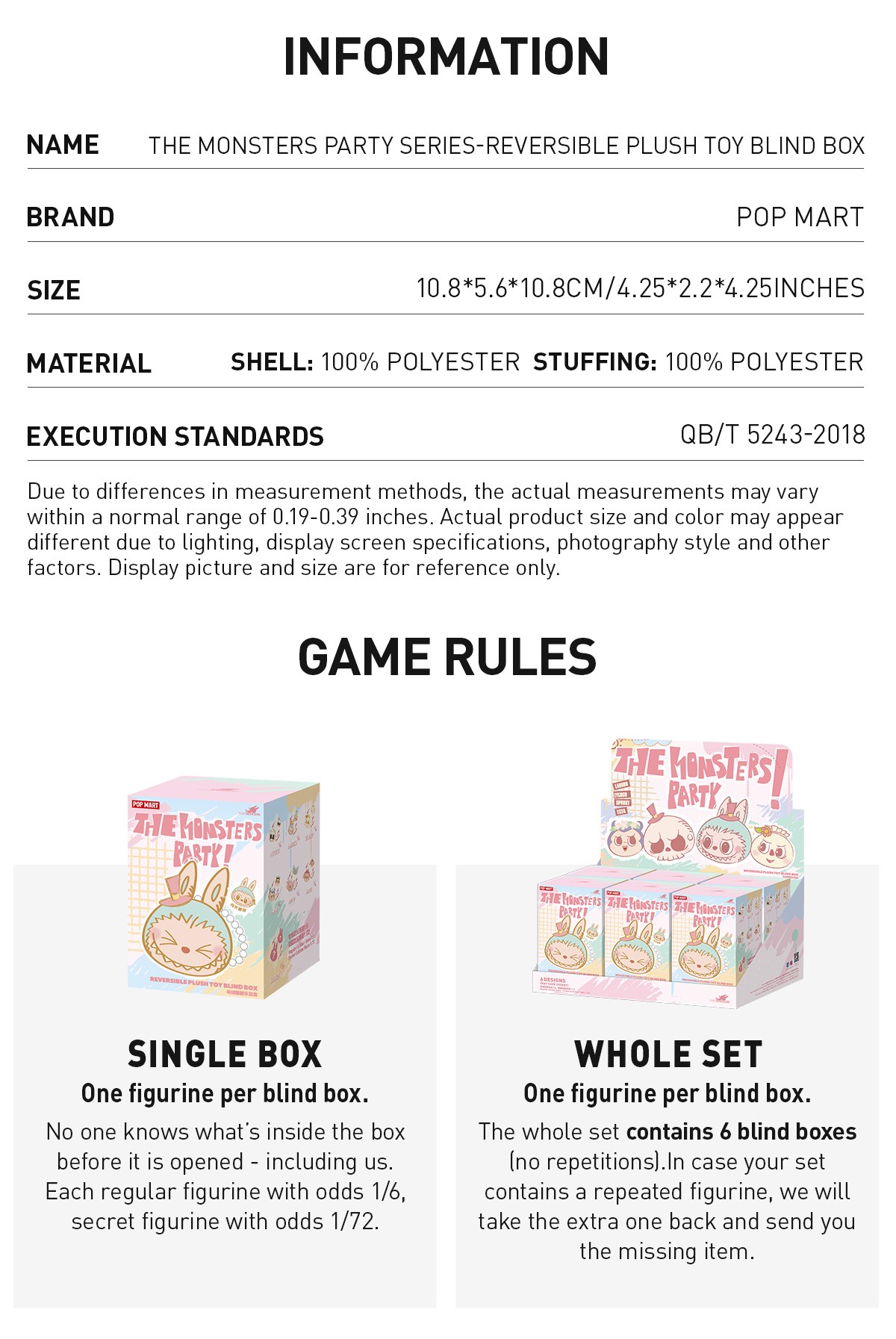 THE MONSTERS — Party Reversible Plush Toy Blind Box | POP MART — official detail