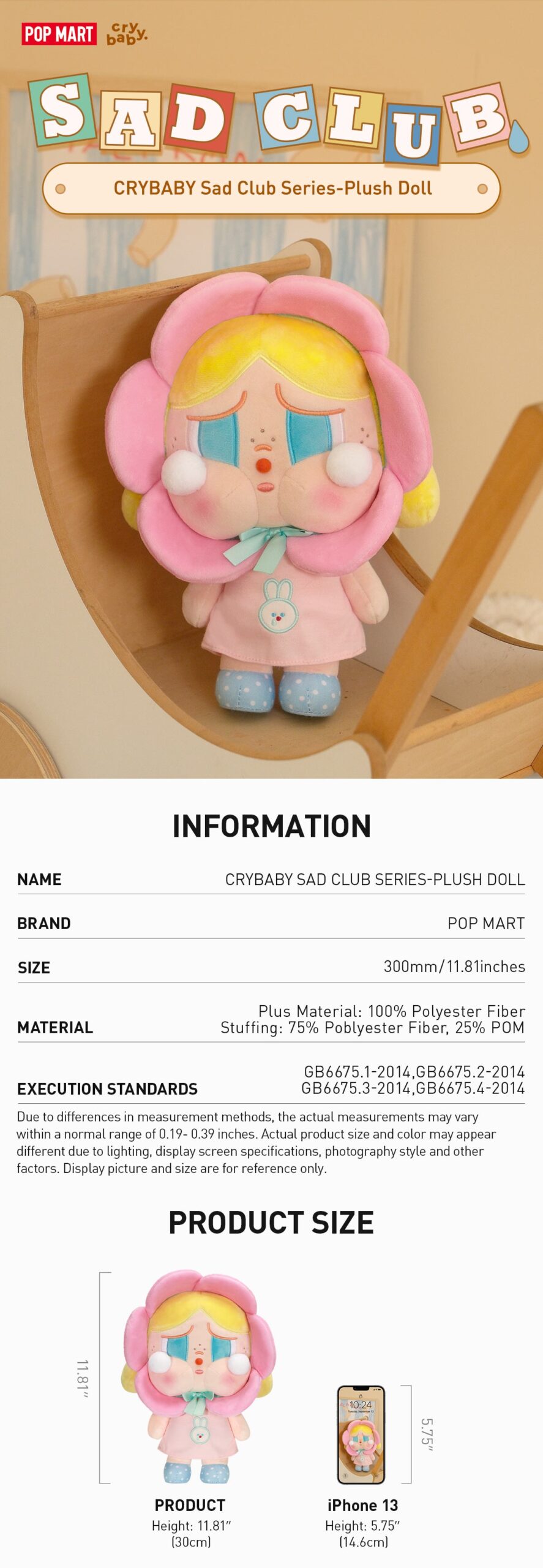 CRYBABY — Sad Club Plush Doll | POP MART — official detail