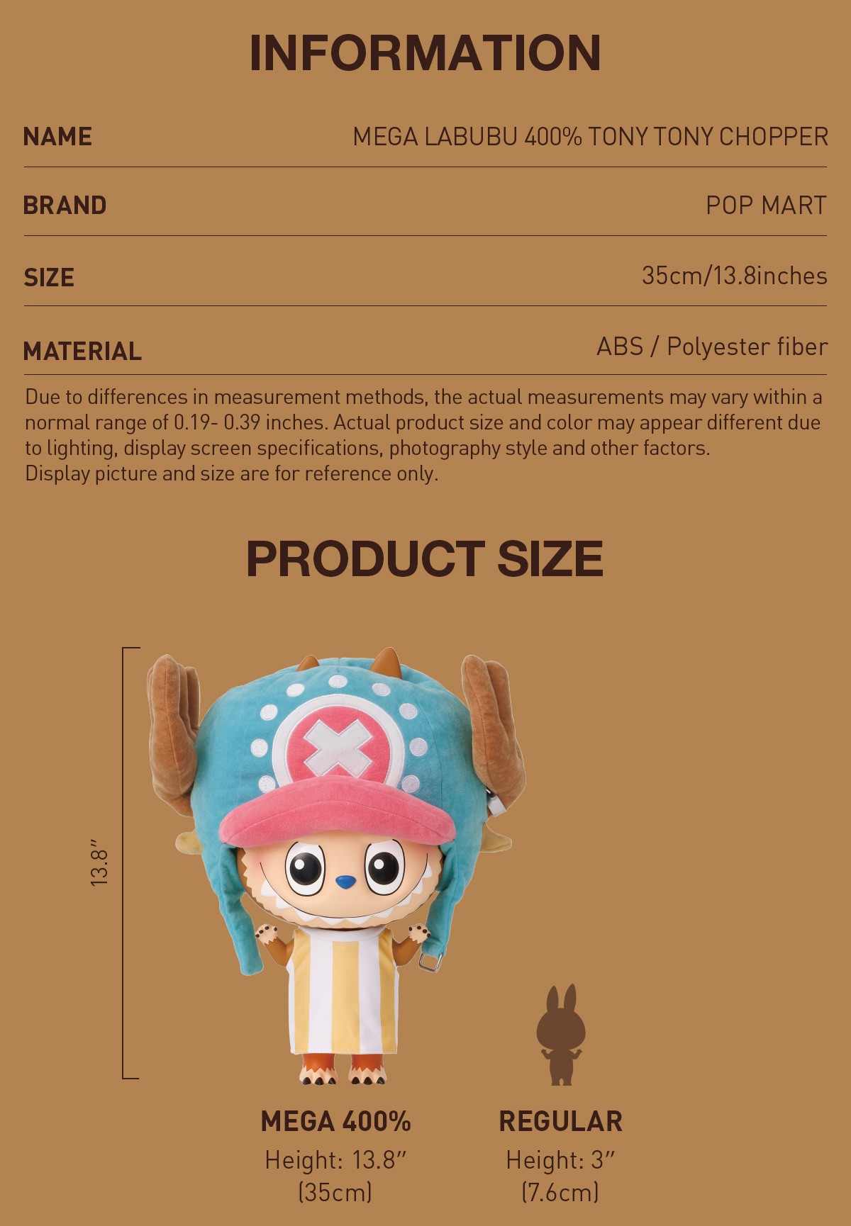 THE MONSTERS — MEGA 400% Tony Tony Chopper | POP MART — official detail