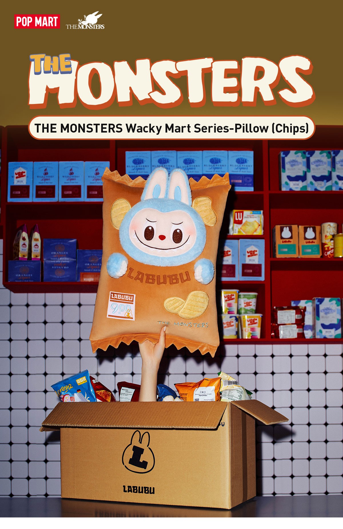 THE MONSTERS — Wacky Mart Pillow (Chips) | POP MART — official detail