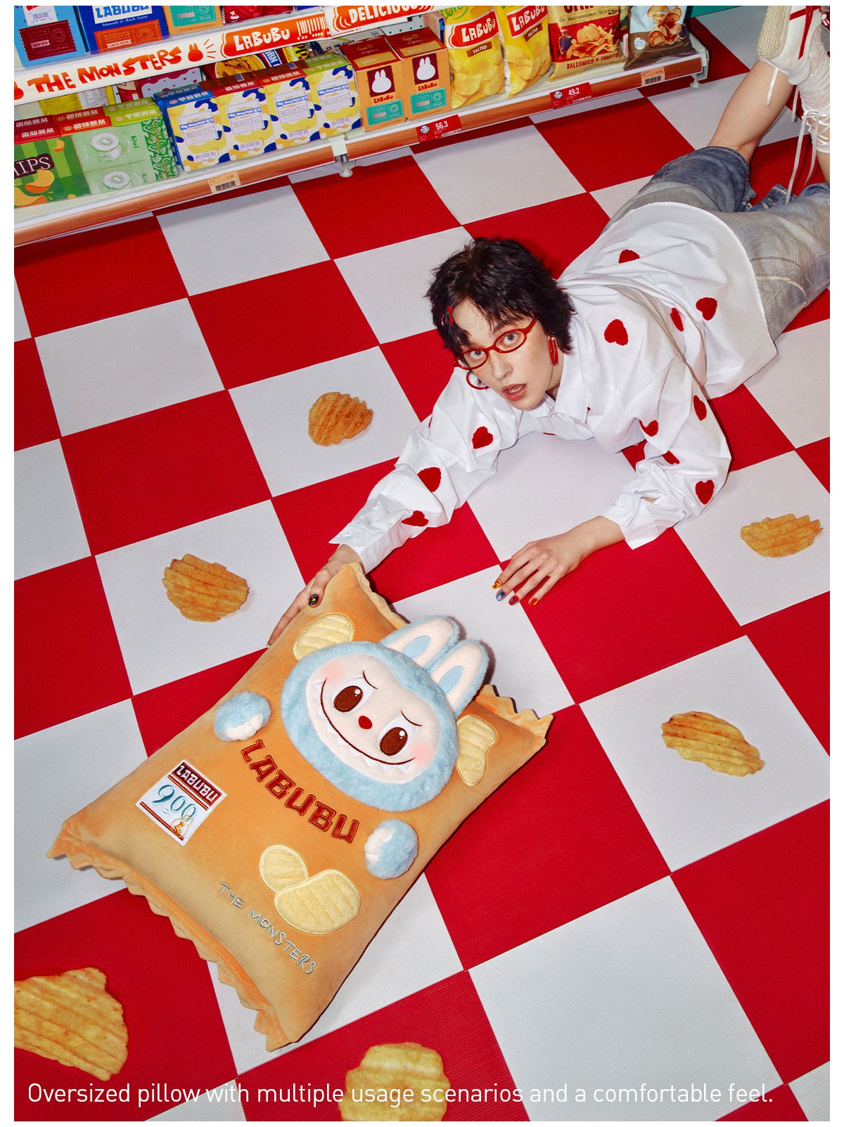 THE MONSTERS — Wacky Mart Pillow (Chips) | POP MART — official detail