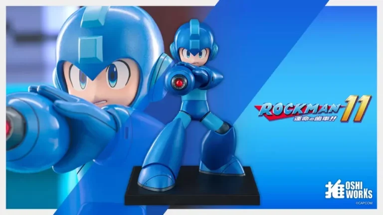 Mega Man 11 OSHI WORKS Mega Man Figure by Kotobukiya Takes Aim