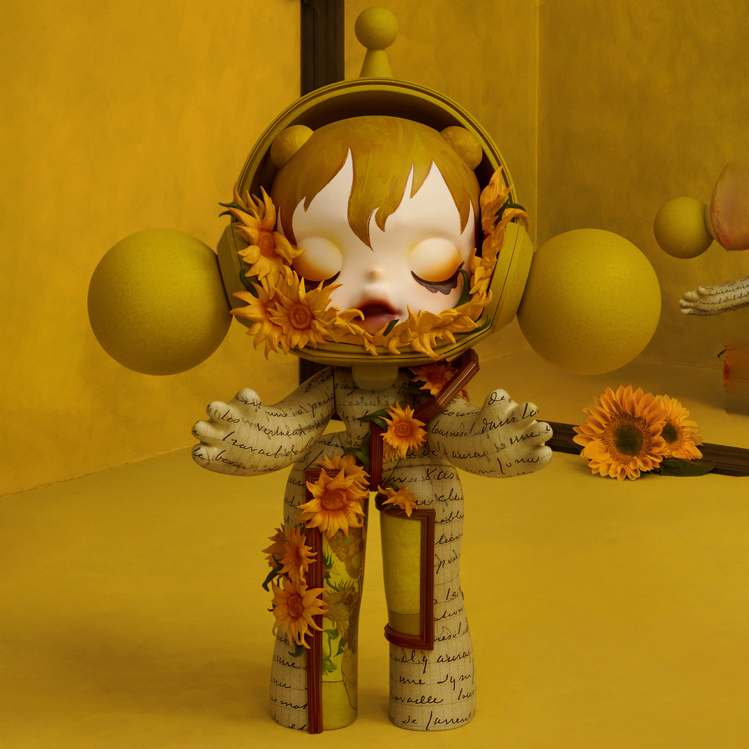 MEGA α SKULLPANDA 400% Van Gogh Museum Sunflowers Collectible Figure by Pop Mart