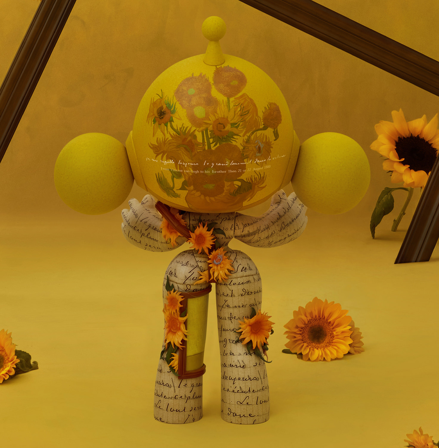 MEGA α SKULLPANDA 400% Van Gogh Museum Sunflowers Collectible Figure by Pop Mart