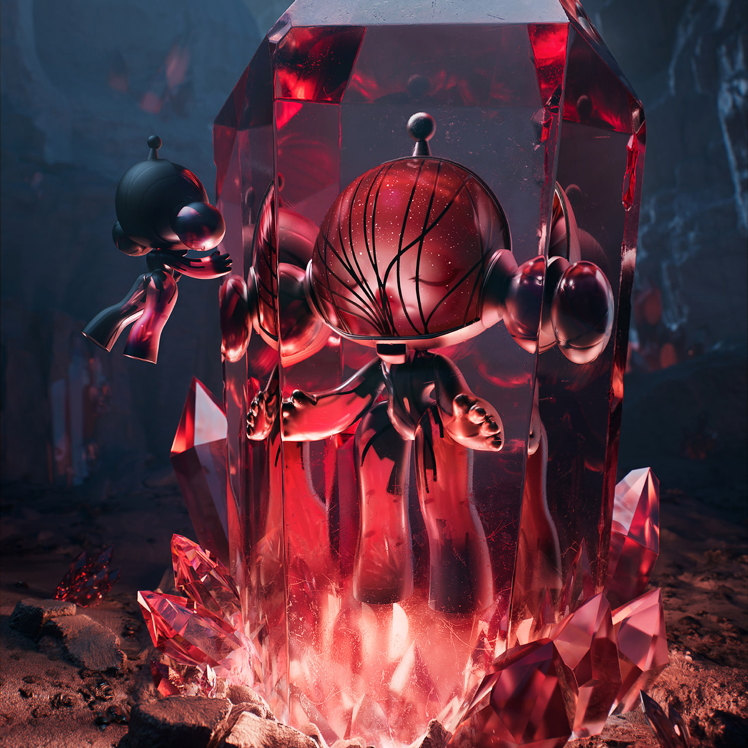 MEGA α SKULLPANDA 400% Red Crystal Collectible Figure by Pop Mart
