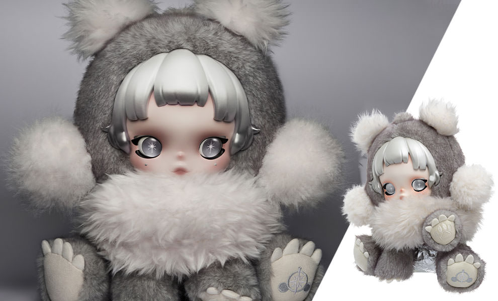 θ SKULLPANDA Punk Panda Plush Doll by Pop Mart