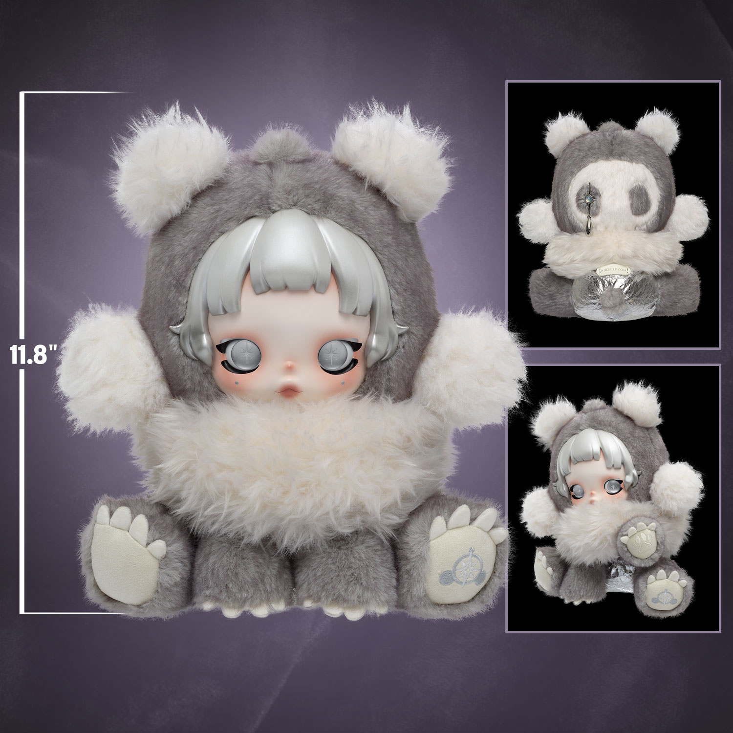 θ SKULLPANDA Punk Panda Plush Doll by Pop Mart