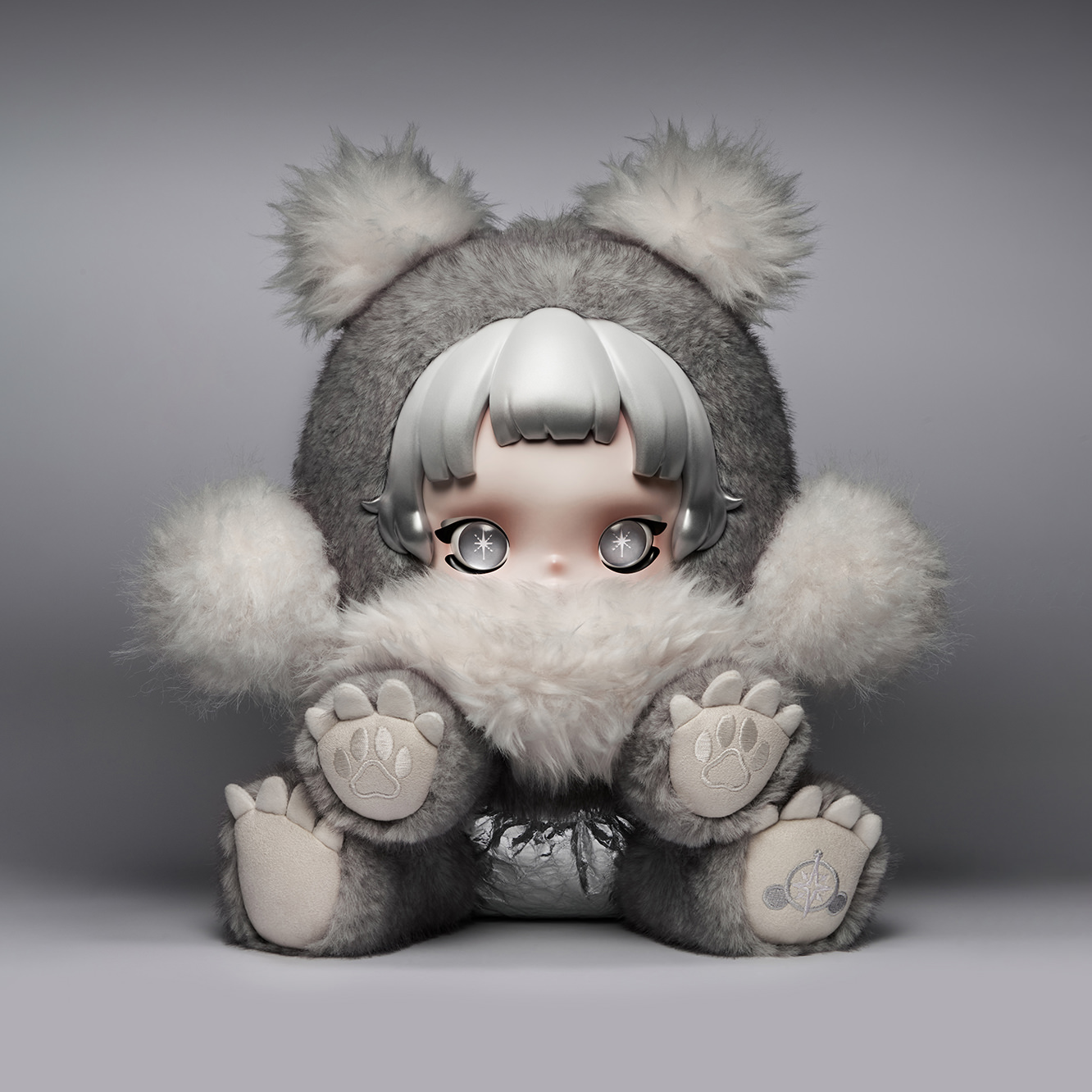 θ SKULLPANDA Punk Panda Plush Doll by Pop Mart