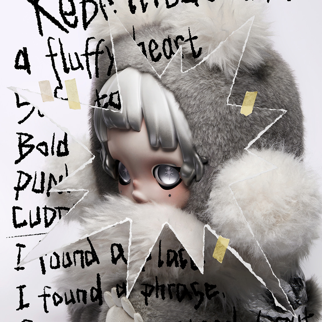 θ SKULLPANDA Punk Panda Plush Doll by Pop Mart