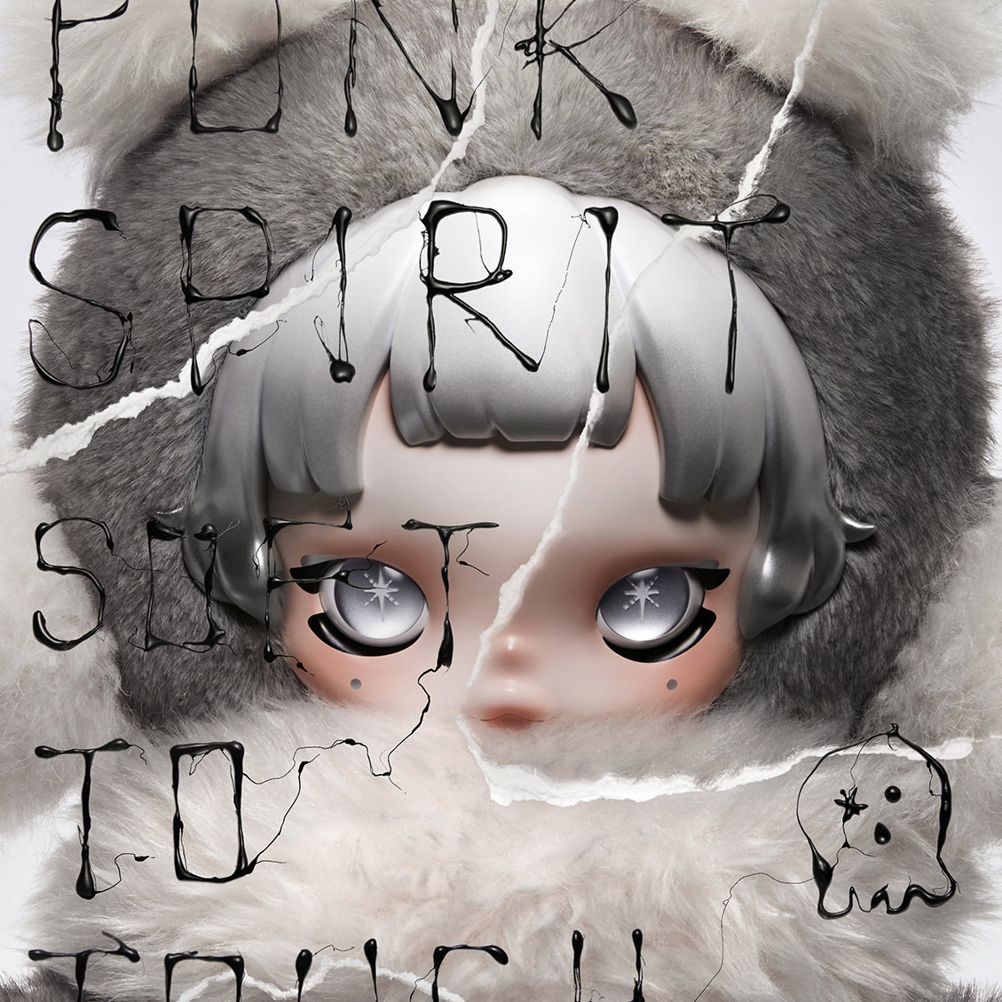 θ SKULLPANDA Punk Panda Plush Doll by Pop Mart