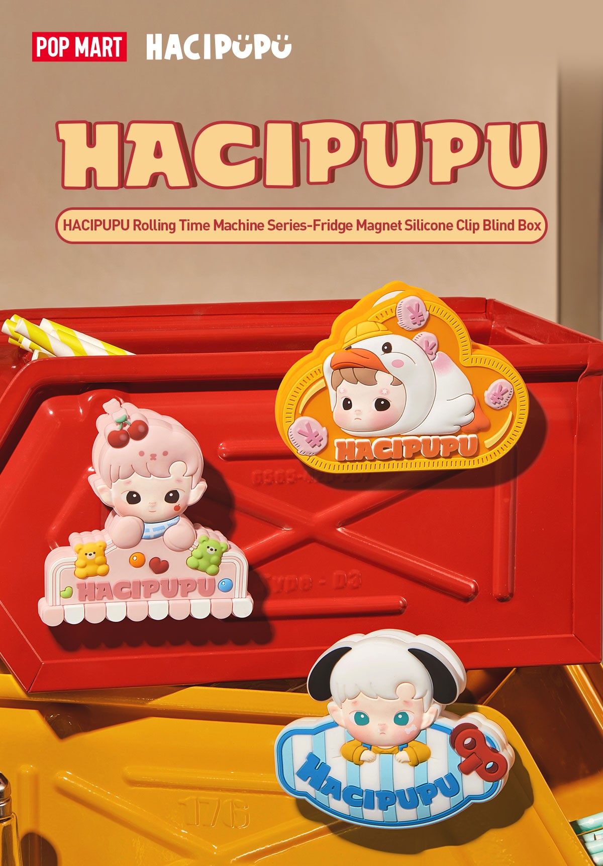HACIPUPU — Rolling Time Machine Fridge Magnet Silicone Clip Blind Box | POP MART — official detail