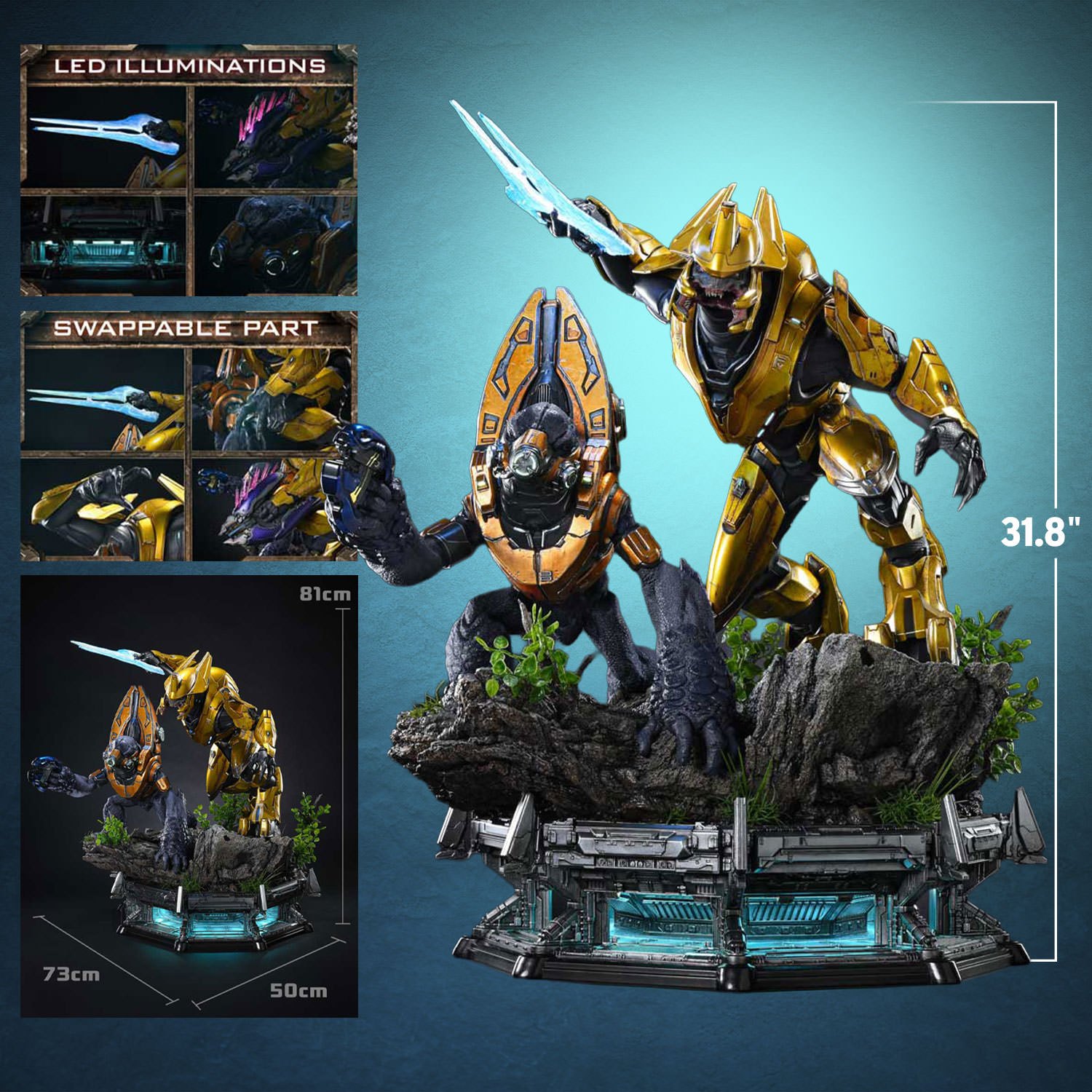 Elite Zealot & Grunt Minor: Covenant Assault Quarter Scale Statue by Prime 1 Studio